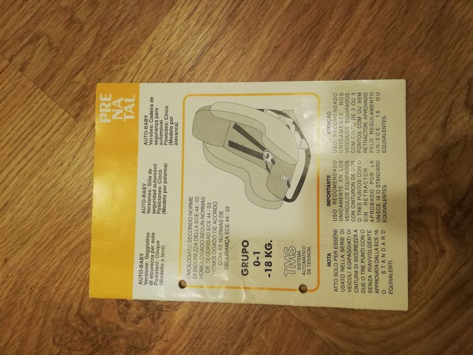 Cadeira auto grupo 0-1 PreNatal