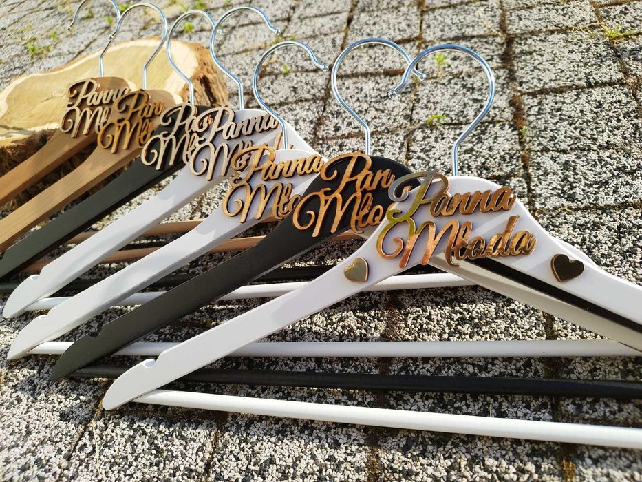 Wieszaki ślubne dla PARY MŁODEJ na ślub Panna Młoda Pan Młody