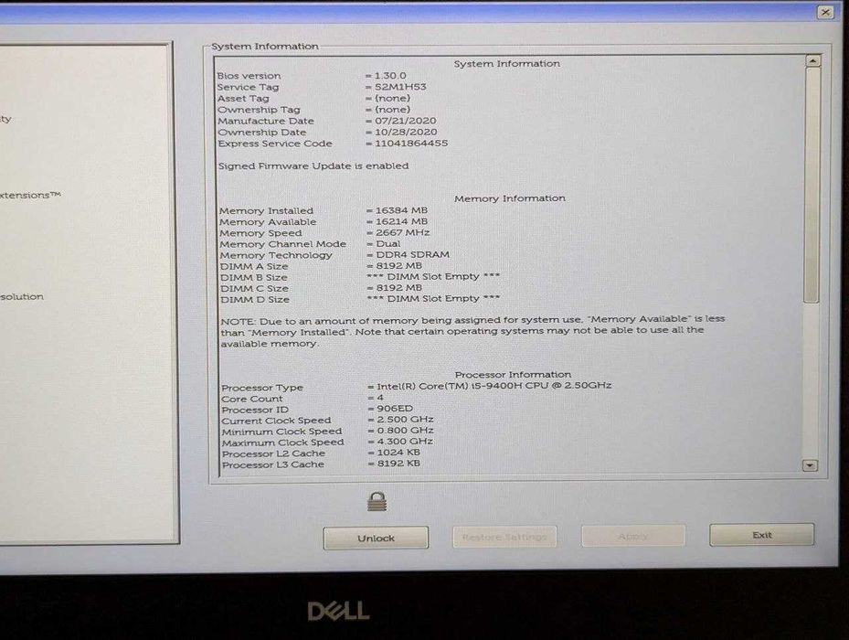 Ноутбук Dell Precision 7540 FHD 256/16GB I5 9400H Nvidia T1000 4GB