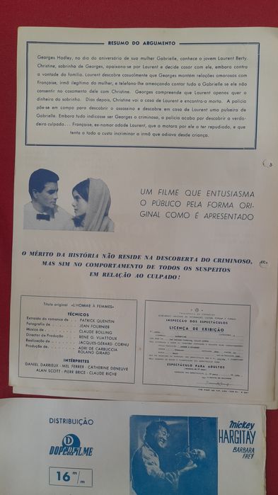 Panfletos Antigos  Filmes Anos 50/60