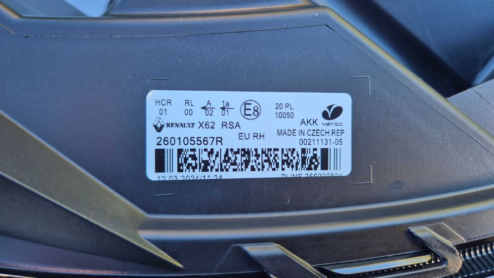 Reflektor Renault Master III IV Lift 260105567R ORYGINAŁ PRAWY IDEALNY
