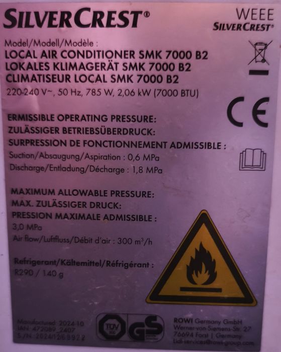 Klimatyzator przenośny Silver Crest