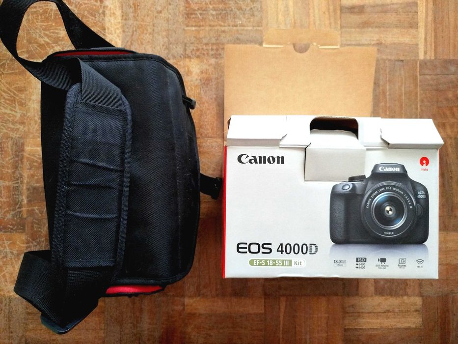 Kit Canon EOS 4000D + mala e caixa original
