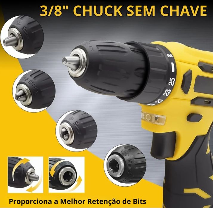 Maquina de furar e aparafusar com kit de ferramentas