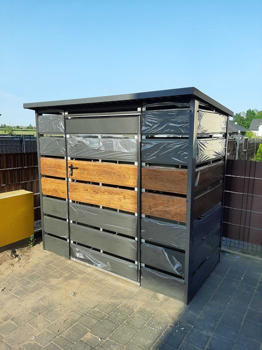 Wiata śmietnikowa 3x1,5 z jedną furtką