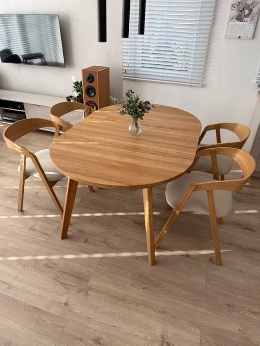 Stół okrągły dębowy rozkładany ( lity dąb) LOFT