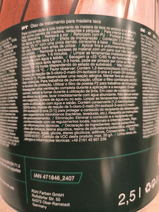 Vendo embalagem de  óleo de tratamento para madeira teca Novo