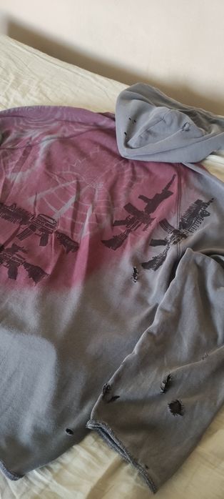 Bluza DIY handmade ręcznie wykonana kaptur hoodie spray malowana y2k