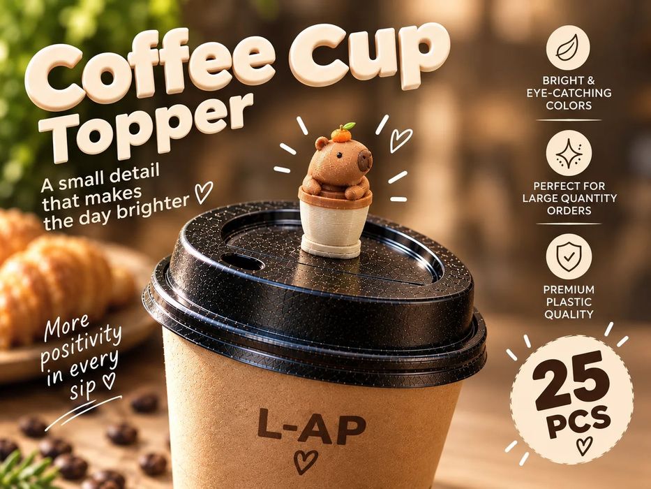 Capybara Coffee Cup Topper – Adorável para Café