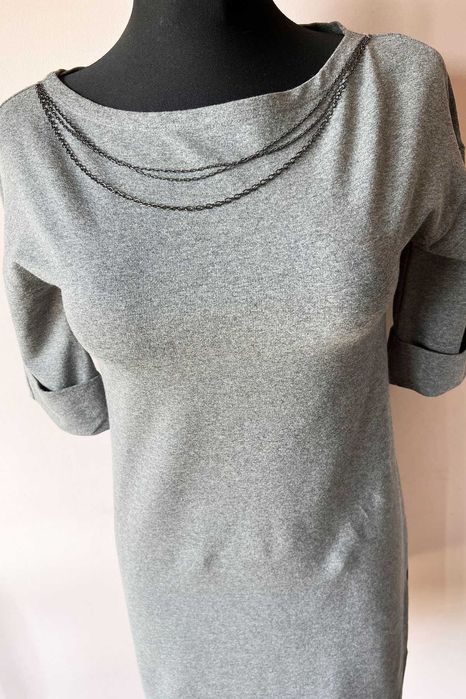 Pennyblack szara krótka sukienka tunika z łańcuszkami rozm. XS 34