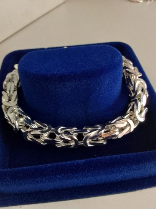 Srebrna męska bransoletka splot królewski  srebro 925  długość 23cm   449