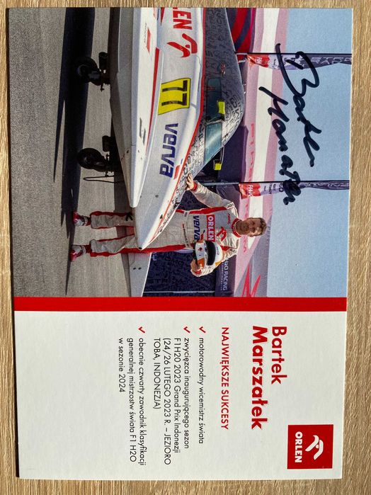 Oryginalny autograf Bartek Marszałek motorowodniak wicemistrz świata