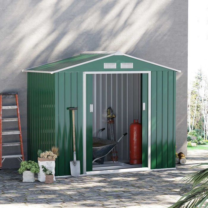 Abrigo exterior em aço galvanizado 213x130x185 cm com 4 janelas