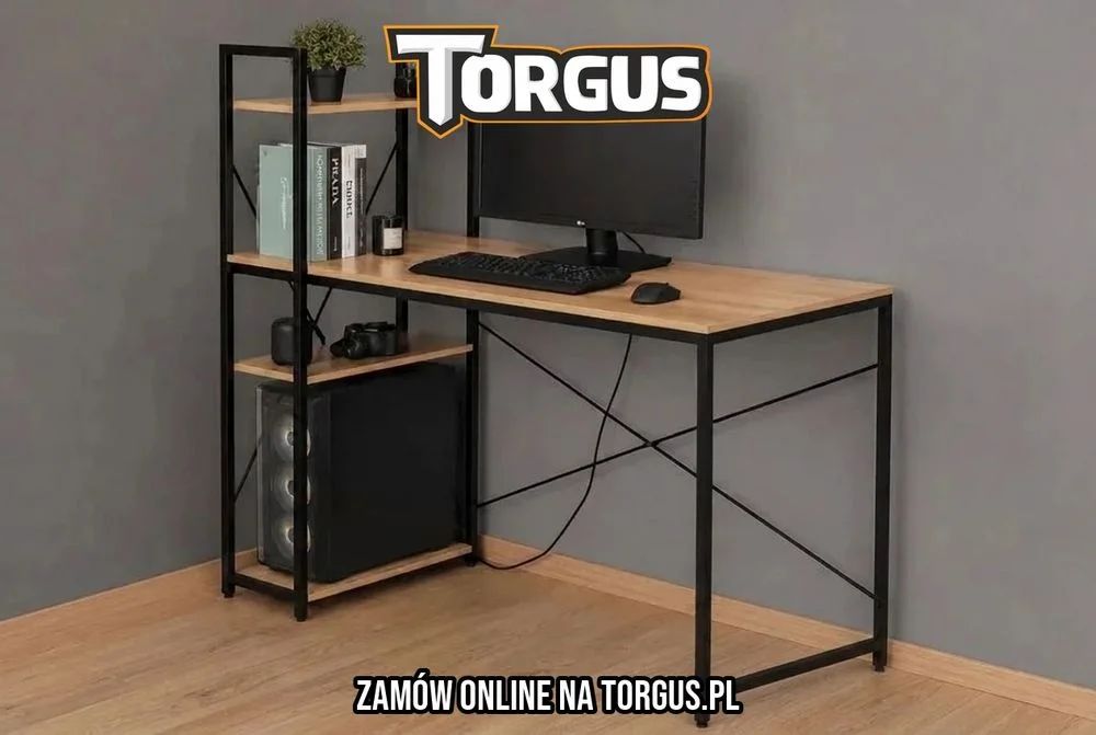 NOWE Duże Biurko 120x60 cm Biurka Gamingowe Metalowe Loftowe Komputerowe Do Pracy Biura Meble Szkolne Loft OKAZJA! Białe Czarne Jasne Ciemne FAKTURA