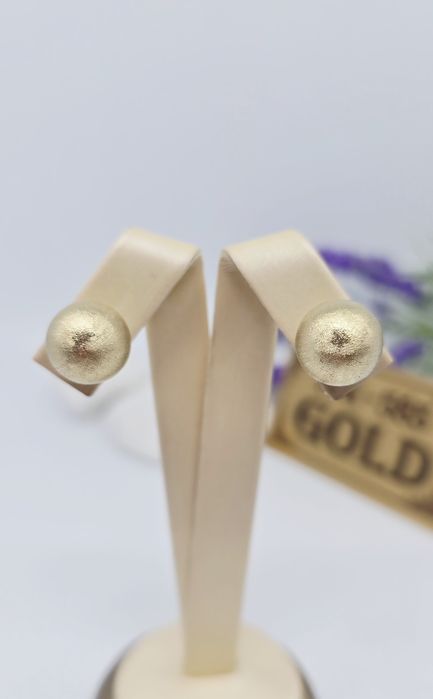 Złote kolczyki kulki satynowane próba 585 14k