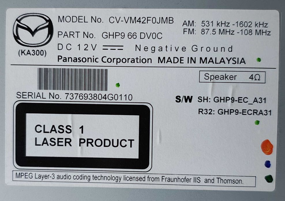 Panel audio i nawigacji do Mazdy CX-5, rocznik 2014