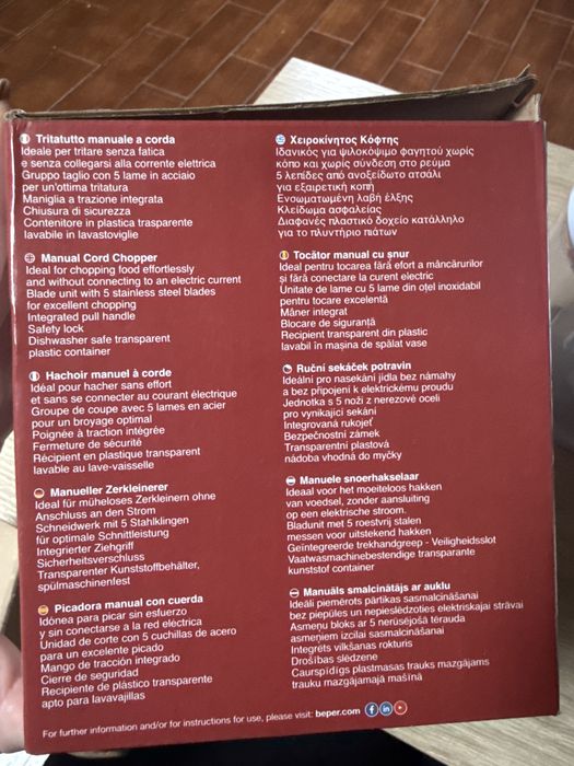 Picadora manual de alimentos