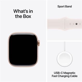 Apple Watch Series 10 42mm Rosa-Dourado com bracelete desportiva- novo, 3 anos de garantia