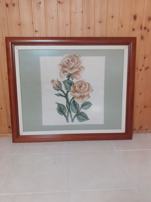 Quadro rosas feito à mão