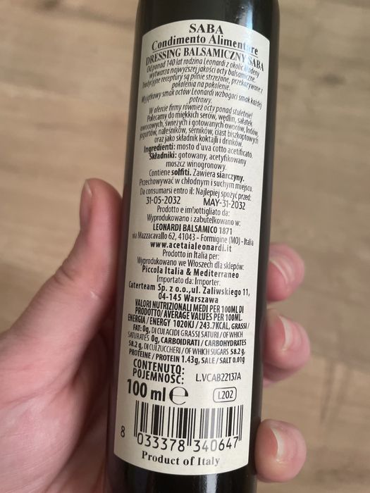 Dressing balsamiczny SABA 100 ml NOWY