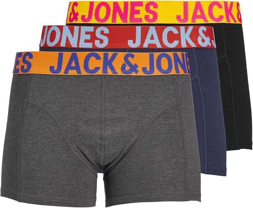 JACK & JONES Męskie Bokserki Trunks 3-Pak M Płaskie Szwy Bawełna