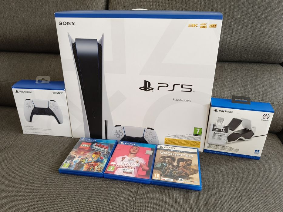 Sprzedam PS5- Sony Play Station 5 fat  dwa pady DualSens  ssd 1 TB  Goodram IRDM PRO ładowarka 3 gry