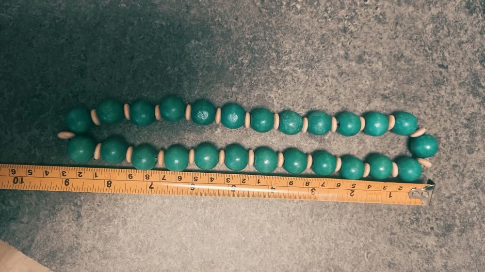 Korale + bransoletka zielone drewniane