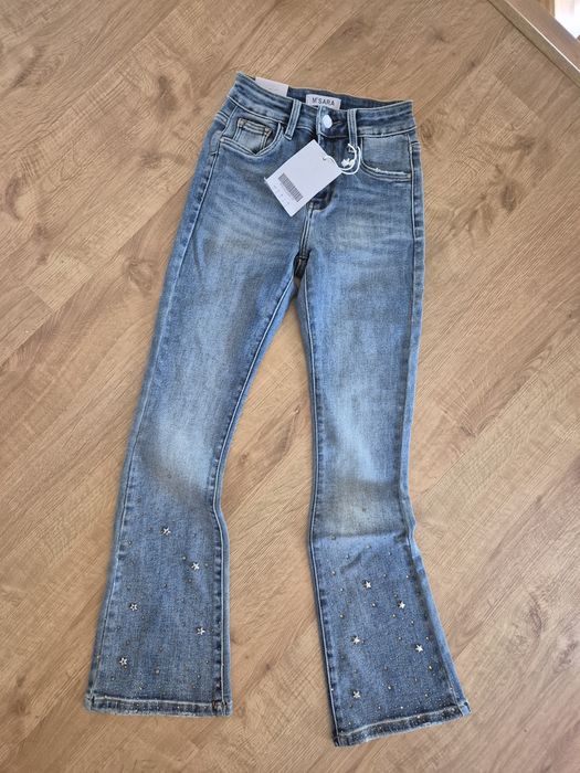 Jeansy dzwony flare z cekinami rozmiar xs