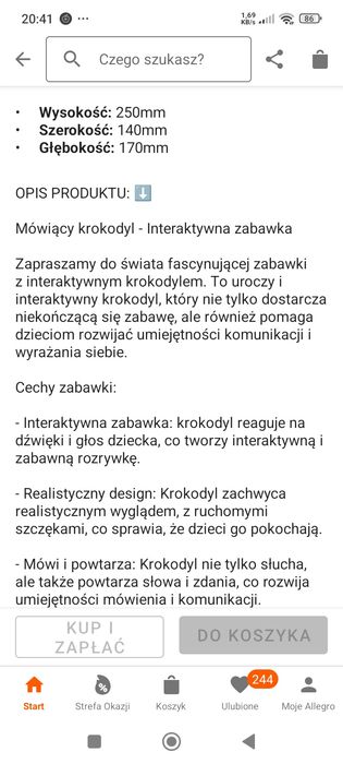 Mówiący krokodyl zabawka interaktywna