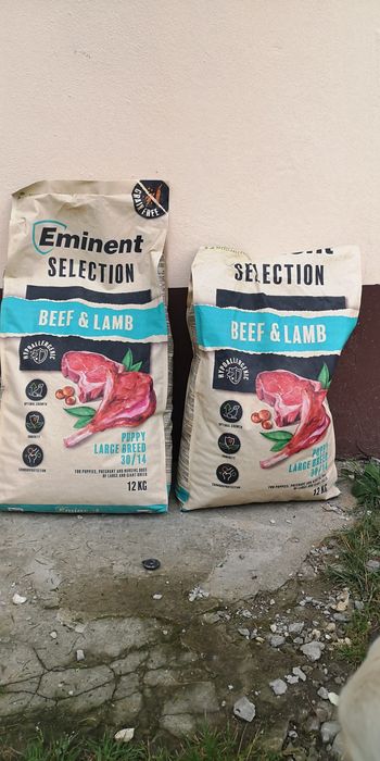 Karma dla psa szczeniaka Eminent SELECTION Grain Free PUPPY LB Beef&Lamb 30/14 12kg  i ok 9kg razem 21 kg