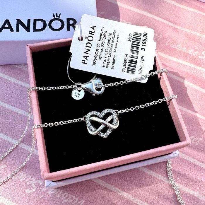 Намисто пандора оригінал срібло кулон pandora ланцюжок серце підвіска