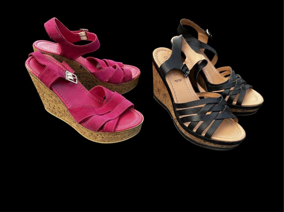 Красиві босоніжки на танкетці H&M,фуксія,37 розмір,24 см.устілка