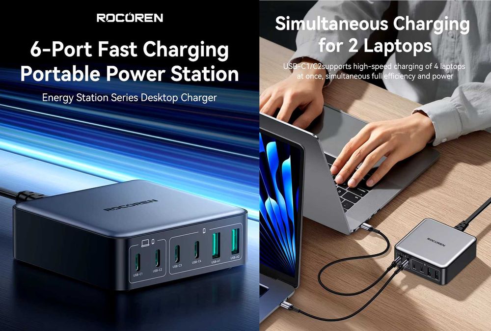 Зарядні пристрої ROCOREN 200W/400W Energy Station Desktop Series EU