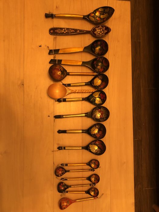 Łyżki drewniane ozdobne PRL / Termos