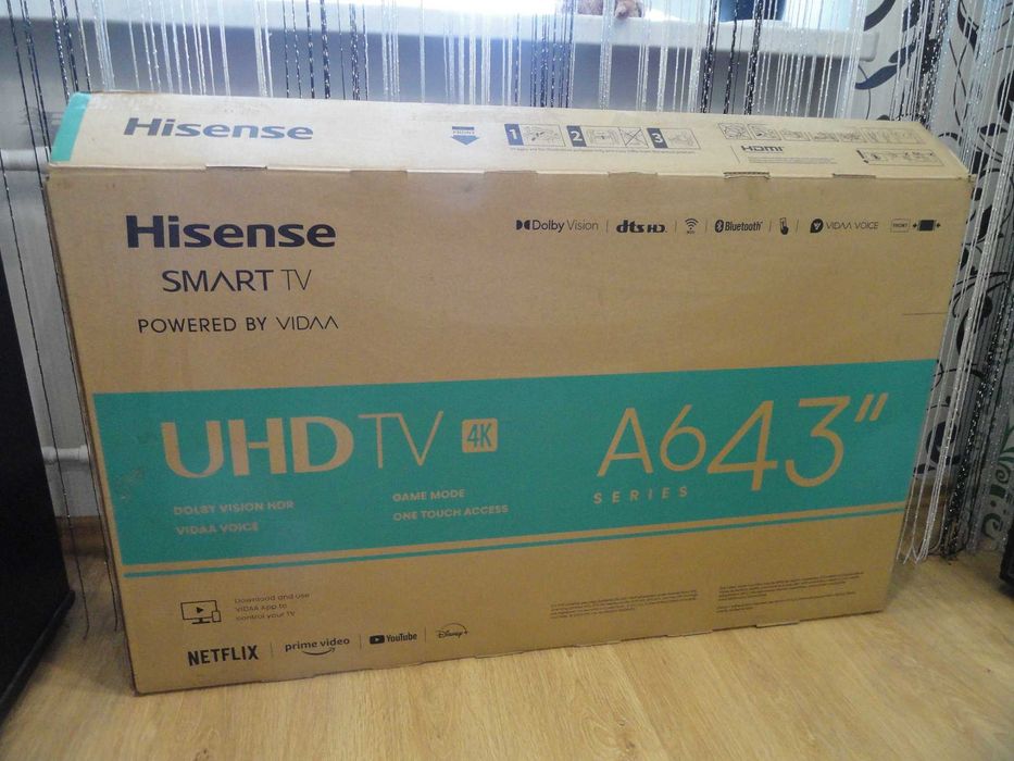 Безрамочный 4К смарт Hisense 43"