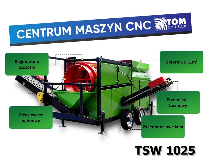Mobilny Przesiewacz Bębnowy - TSW 1025 - Agregat Diesel