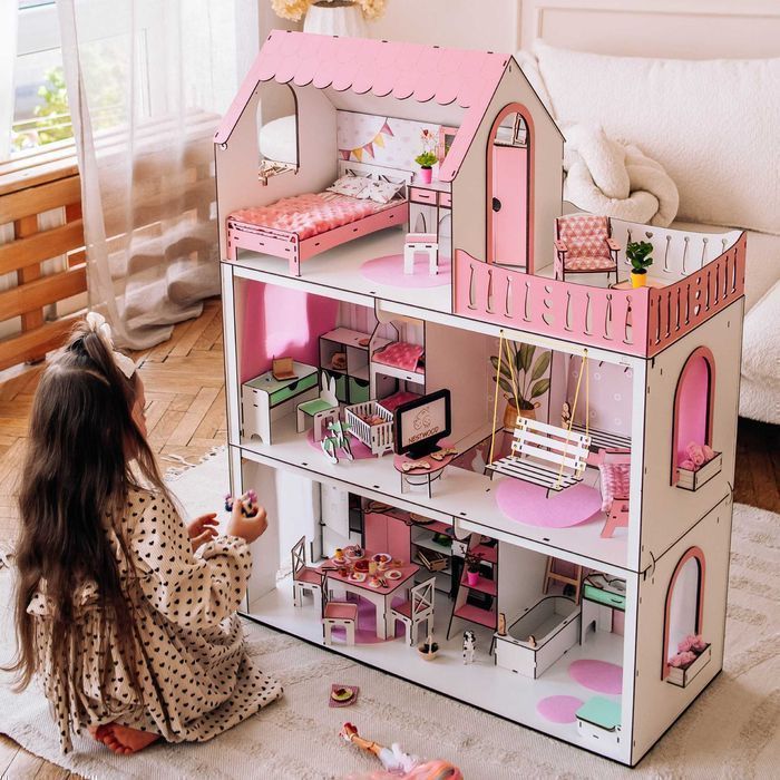 Ляльковий будинок Люкс Лайт + шпалери Барбі Лол Lol кукольный домик