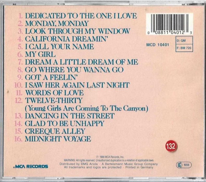Mamas & The Papas - - - - - 16 of Their Greatest Hits - - - - - CD