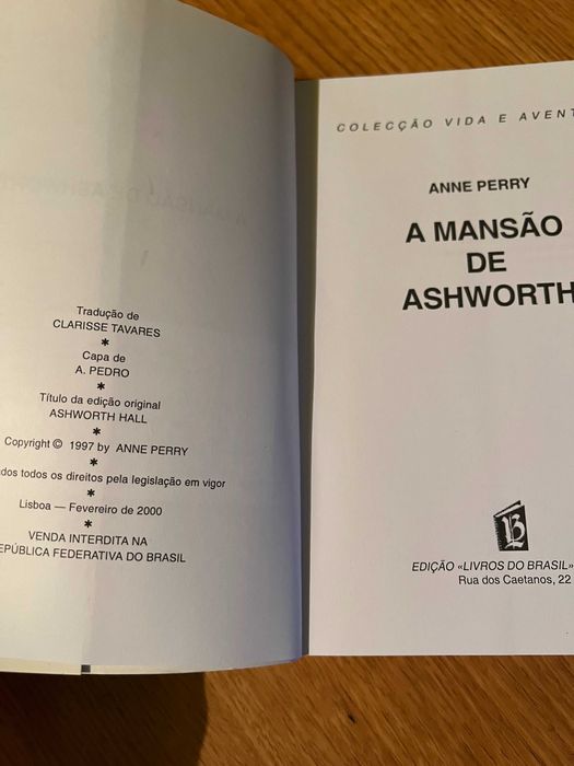 A MANSÃO DE ASHWORTH    Anne Perry    portes incluídos