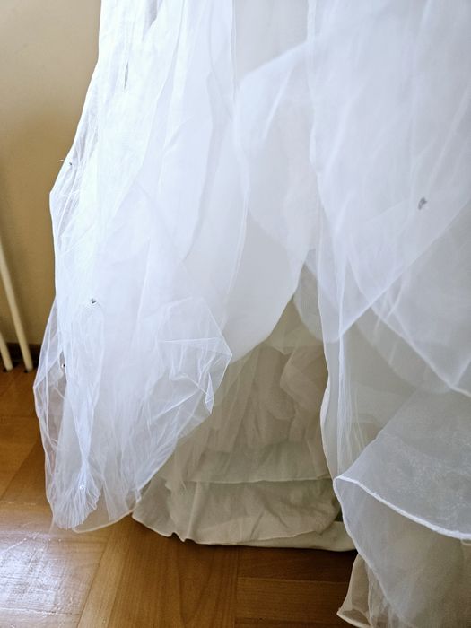 Nowa Suknia ślubna M 38 10 beza księżniczka tiul gorset tren