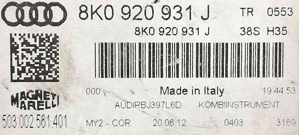 Quadrante / Painel de Instrumentos 8K0920931J - AUDI A4 B8 Avant