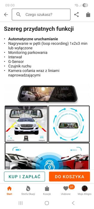 Wideorejestrator Kady Full HD z kamerą cofania
