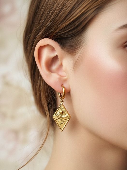 Magiczne Kolczyki Gwiezdny Krajobraz Stal Nierdzewna 316L