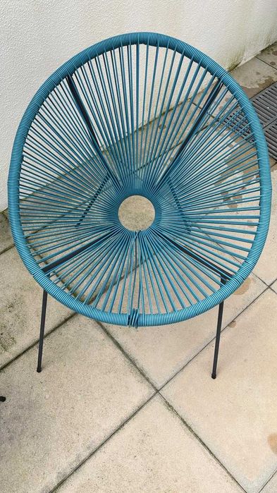 Cadeira de rattan azul mikonos Acapulco