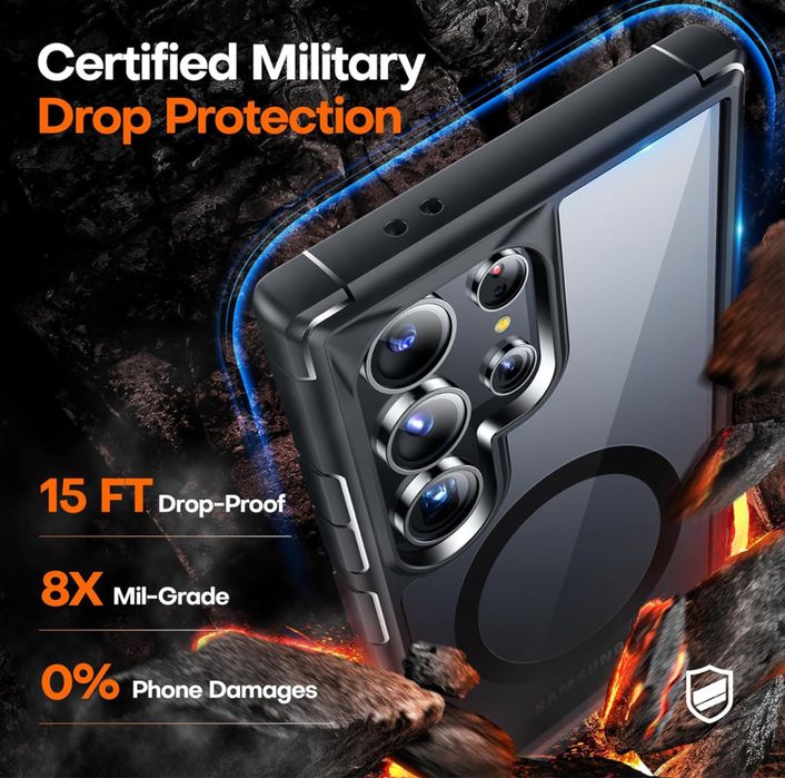 TAURI etui 5w1 Samsung S24 Ultra MagSafe Black przeźroczysty