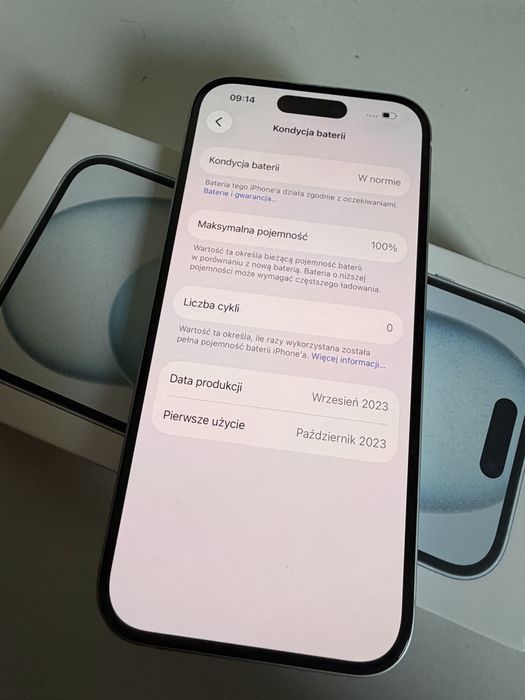 Bateria 100% iPhone 15 128gb Blue Idealny