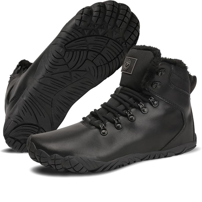 Buty barefoot zimowe damskie - wodoodporne PU - 41 czarne