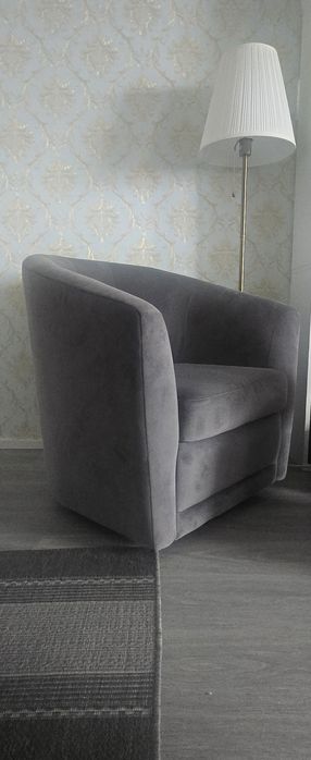 Poltrona giratórias de veludo cinzento