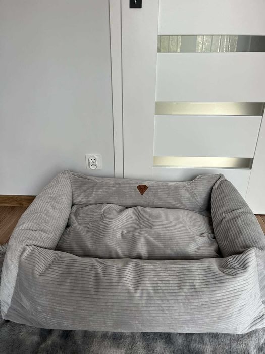 Legowisko dla psa L 105x80 szare pluszowe aksamitne premium eleganckie