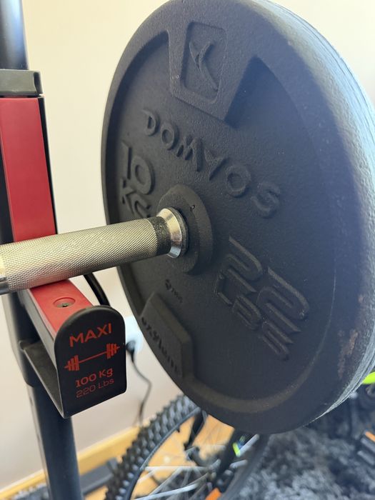 Home Gym / Ginásio Completo: Domyos (Banco, Rack, 68kg Pesos) + Bicicleta Spinning
